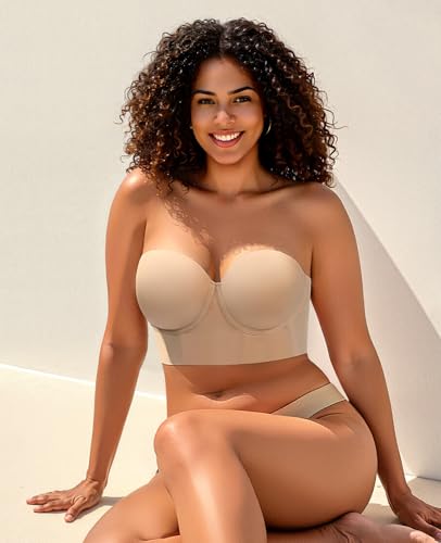 Longline Strapless Bras for Women Large Bust Plus Size Corset Lift Up Full Coverage Bra4