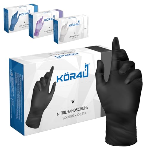 kör4u Nitrilhandschuhe, schwarz, S, 100 Stück, puderfrei, latexfrei,...