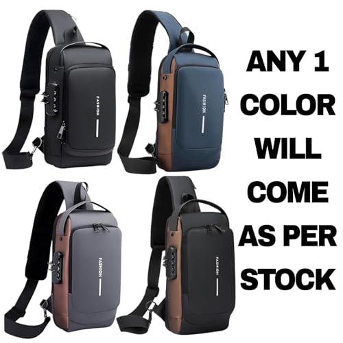 Image of KAVANA Chest Bag for Men with USB Charging Port | Anti-Theft Crossbody Sling Bag for Men | Travel Shoulder USB Sling Bag | Sports Messenger Bag | Side Bag Casual Daily Use Bag Water Resistance
