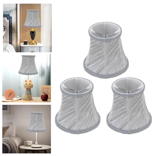 Lampshades for Table Lamps, 3Pcs Bell Lamp Shades Clip on Bulb Pendant Light Shade Chandelier Shades Fabric Lampshade for Table Lamps & Floor Lamps,4.7x4.3x3.1Inch