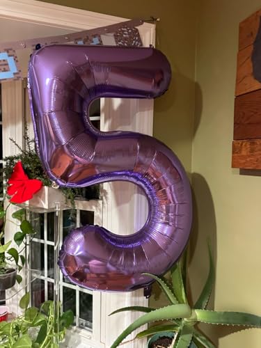 Image of 25 Balloon 40 inch Purple Number Balloons for 25 52 Birthday Decoration | Saturated Color, Large 40 in, With Straw & Hanging Hole, For Back-to-School Season, Wedding, Christmas, New Year, Anniversary