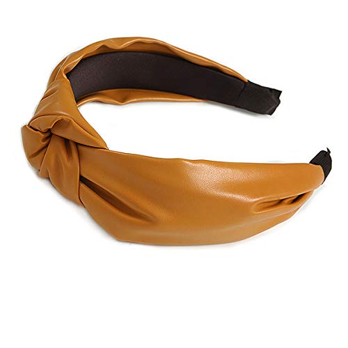 Wide Chunky Mustard PU Leather, Faux Leather Knot Hair Band/HeadBand/Alice Band, copper - Image 4