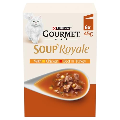 GOURMET Soup Royale (Chicken Beef Turkey) Wet Cat Food Pouch 6x45g (pack of 4)