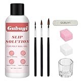 Slip Solution Acrygel, Soluzione Acrigel per Unghie, per Unghie Antiaderente per Gel Poli per Unghie Fai-da-Te, 3 Pennelli, 1 Bicchiere di Cristallo, 1 Lima per Unghie e 100 Fogli per la Pulizia immagine