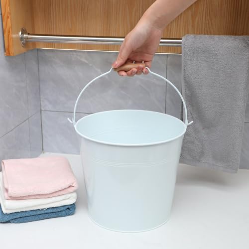Image of Didaey 12 Pcs 9 Quart Large Galvanized Metal Buckets with Handle Inch Heavy Duty Stainless Steel Pails Round Pail for Party Wedding, Crafts, Utensils, Table Centerpieces (White)