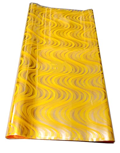 Image of 3A Featuretail 20 In x 26 In Wave Design Transparent Cellophane Sheets For Gift Packing, Baskets Hampers, Flowers Bunch Wrapping (Pack of 25) (Yellow)