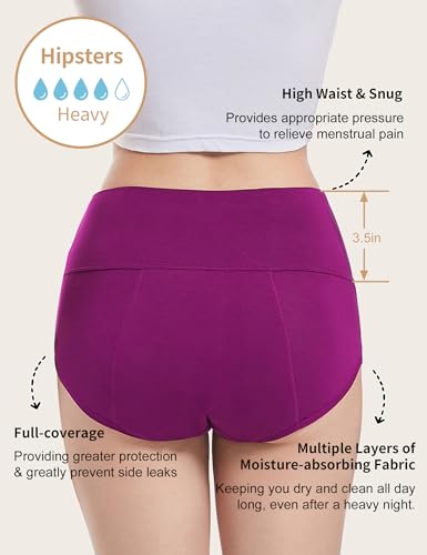 Image of ECO PERIOD Heavy Flow Period Underwear for Women Leakproof Period Panties | Menstrual Underwear for Teen, All-Day Long - Overnight Protection, Women's Postpartum High Waist Brief, Absorb up to 50ML