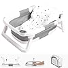 Collapsible Baby Bathtub,Baby Bath Tub with Soft Cushion & Thermometer,Baby Bathtub Newborn to Toddler 0-36 Months,Portable Travel Baby Tub,Gray