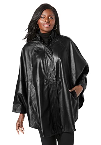 Jessica London Women's Plus Size Leather Poncho
