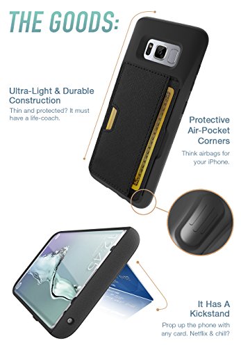 Silk Galaxy S8+ Wallet Case - Q Card Case [Samsung S8 Plus Slim Protective Kickstand Cm4 Grip Cover] - Wallet Slayer Vol.2 - Black Onyx #TOP4