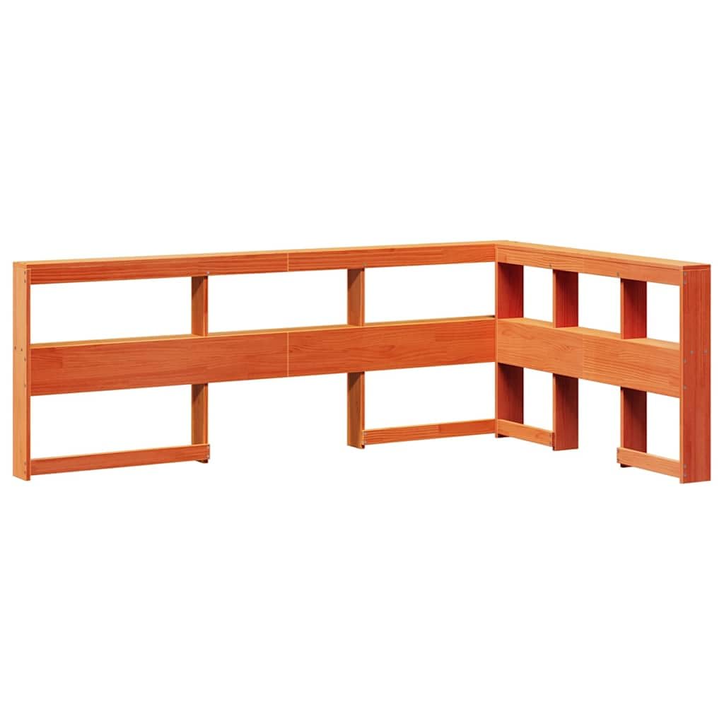 vidaXL Cabecero Cama estantería Forma L marrón Encerado 180 cm, cabecero con estantes, cabecero de Dormitorio, cabecero con estantería