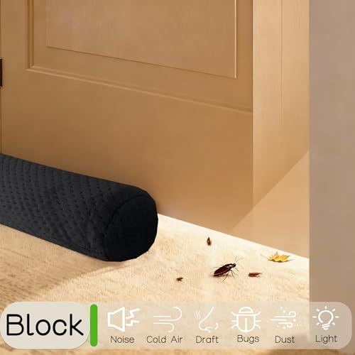 Under Door Draft Stopper, Draft Stopper for Bottom of Door, Adjustable 32-39 Inch Door Draft Blocker, Under Door Gap Filler, Easy Install Door Seal, Helps Reduce Drafts, Noise and Heat Loss Black by OUTTDID - Image 5