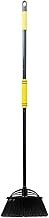 Four-Section Rod Long-Handled Broom,Heavy-Duty Broom, Angle Broom for Outdoor/Indoor(Black+Yellow)
