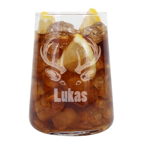 Herz & Heim® Longdrinkglas 430ml mit Gravur personalisiert (Hirsch)