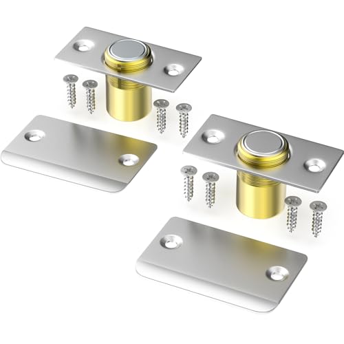 Upgraded Magnet Door Catch Adjustable Strong Magnetic Ball Catch for Top of Door Replacement for Ball Catches Concealed Magnet Door Latch for French Double Doors Closet Door Hardware 2 Pack Silver