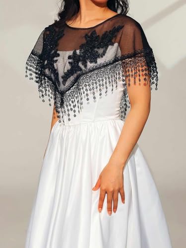 Asooll Wedding Shawl and Wraps Black Lace Shawls for Women3