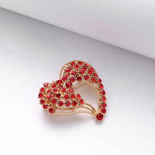 Image of Heart Brooches for Women Rhinestone Crystal Heart Brooch Pin Gift for Wife Girlfriend