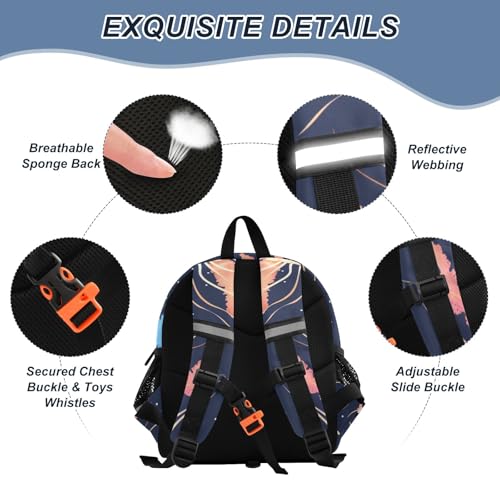 Kid's Backpack for Boys & Girls Toddler Bag Deep Sea Colorful Jellyfish Backpack with Safety Leash3