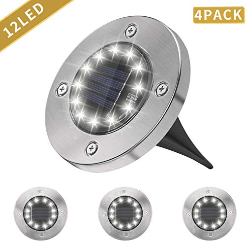 Preisvergleich Produktbild Solar Bodenleuchten,12LEDS Solarleuchten Solarlampen Gartenleuchten für Außen, Solarlicht Garten Licht, IP65 Wasserdicht für Rasen, Auffahrt, Gehweg, Patio, Hof, Garden 4 Stück