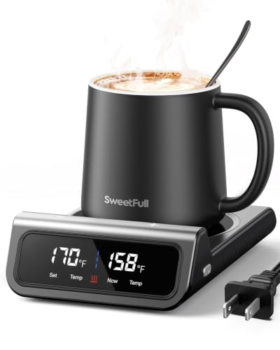 SWEETFULL Mug Warmer Set, Infrared Coffee Warmer for Desk with 14oz Cup