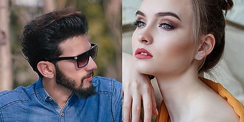 Cupimatch Earrings for Men Flat Back Earrings Sleeper Earrings for Women Men Pack of 2 Pairs(Stainless Steel Earrings Wooden Earrings)3