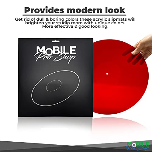 Mobile Pro Shop Acrylic Turntable Mat - Acrylic Slipmat For Vinyl Lp Record Players - Improves Sound Quality & Provides Tighter Bass - Anti Static Platter Mat (Red_Lit) #TOP5