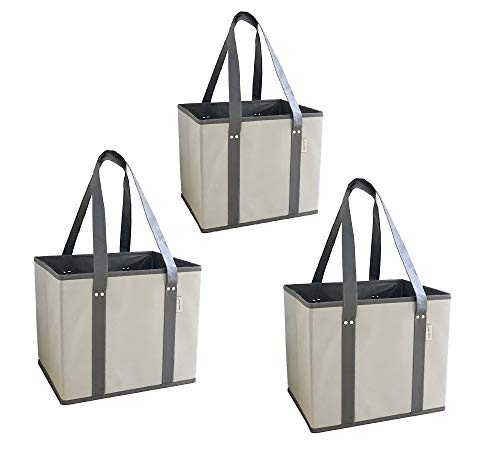 Reusable Grocery Bags Shopping Box with Reinforced Sides and Bottom, Stand Up Design