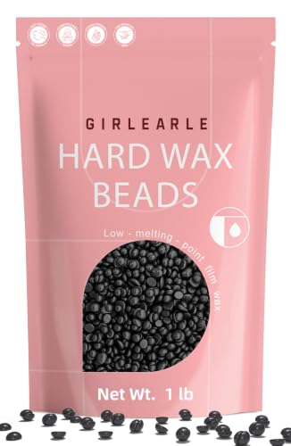 GIRLEARLE Hard Wax Beads, 1lb Wax Beans for Hair Removal, Hard Wax for Sensitive Skin at Home, Wax Refill Perfect for Legs, Facial, Brazilian Bikini, Eyebrow and Full Body for Women and Men (Black)