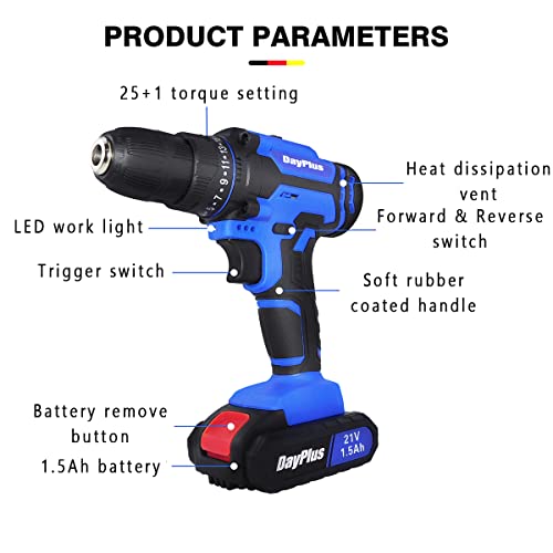 Bürstenlose Akkuschrauber Akku Bohrschrauber mit 2 x 1.5Ah Akku inklusiv Zubehör-Set im Transportkoffer, 0.8-10mm… – Bild 3