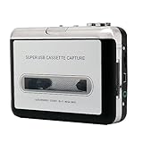 ETvalley Portable Cassette Recorder to USB MP3 Converter Tape-to-MP3 Player Converter -Tape Player--No Drivers Needed-Adding Headphones Color Grey