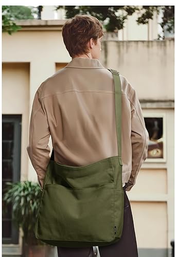 KALIDI Canvas Tote Bag Large Hobo Crossbody Shoulder Handbag Zipper Messenger Bag for Women or Men Casual College Work
