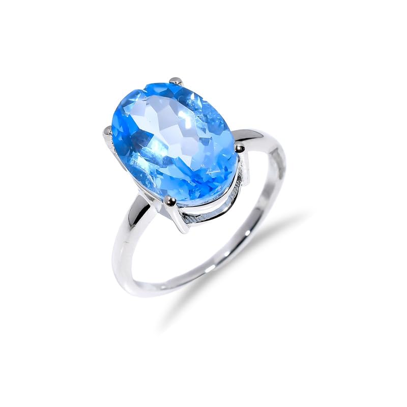 Bague femme topaze bleue suisse en argent pour style quotidien