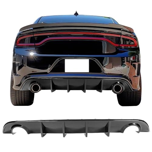 IKON MOTORSPORTS, Rear Bumper Lip Diffuser Compatible with 2015-2023 Dodge Charger SRT, Glossy Black V3 Style Splitter Spoiler