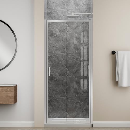 Image of 30-33 inch W x 72 inch H Pivot Shower Door, 3 /16 inch(5mm) Glass, Polished Chrome