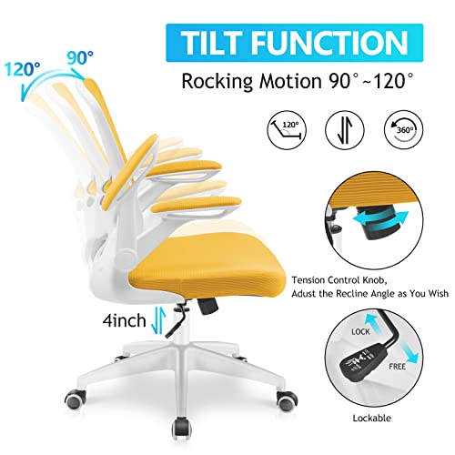 Kerdom Ergonomic Office Chair, Breathable Mesh Desk Chair, Lumbar Support Computer Chair With Wheels And Flip-Up Arms, Swivel Task Chair, Adjustable Height Home Gaming Chair #TOP1