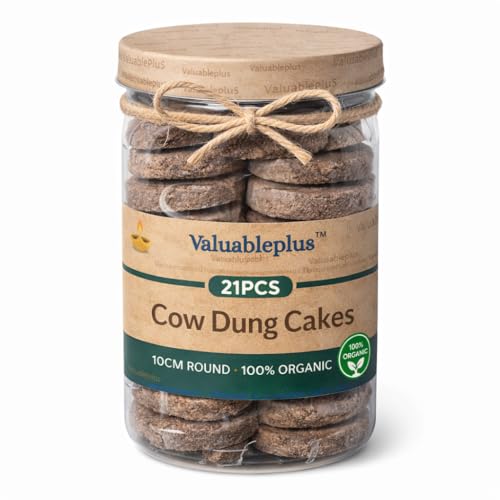 Image of Cow Dung Cakes, 21 Pcs, 10CM Round, 100% Organic, for Havan and Pooja
