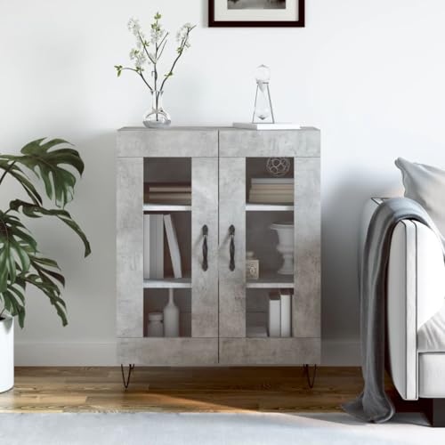 Lalfkkii Aparador moderno tipo buffet, decoración de interiores, mueble de entrada, armario portaobjetos para salón, dormitorio u oficina, diseño sencillo y práctico, gris cemento, 69,5 x 34 x 90 cm