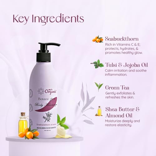 Image of Botani Glow Herbal Moisturizer - With Seabuckthorn, Amla, Tulsi, Green Tea, Aloe Vera, Jojoba & Almond Oil | Deep Hydration, Skin Regeneration, Glow & Nourishment | For All Skin Types | 250 ML