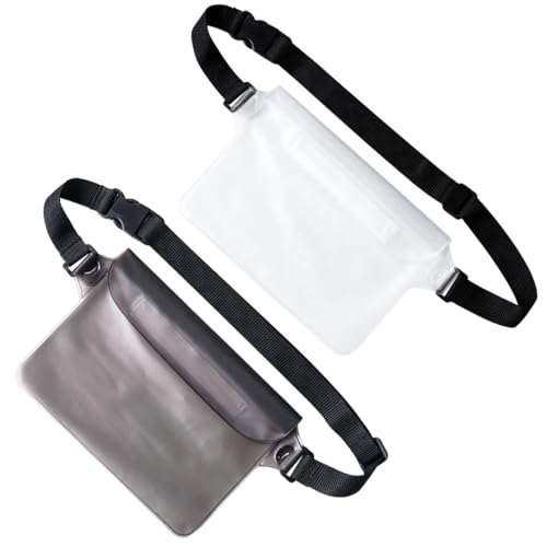 TIANTHH 防水ポーチ 2個セット つや消し仕上げ 三重チャック 黒 白 スマホ収納可能 小物入れ ウエストポーチ 海/プール/ビーチ/アウトドア/釣り対応