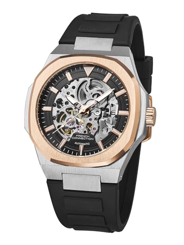 Image of French Connection Autaros Skeleton Dial Silicone Automatic Watch for Men - FCA31RTB