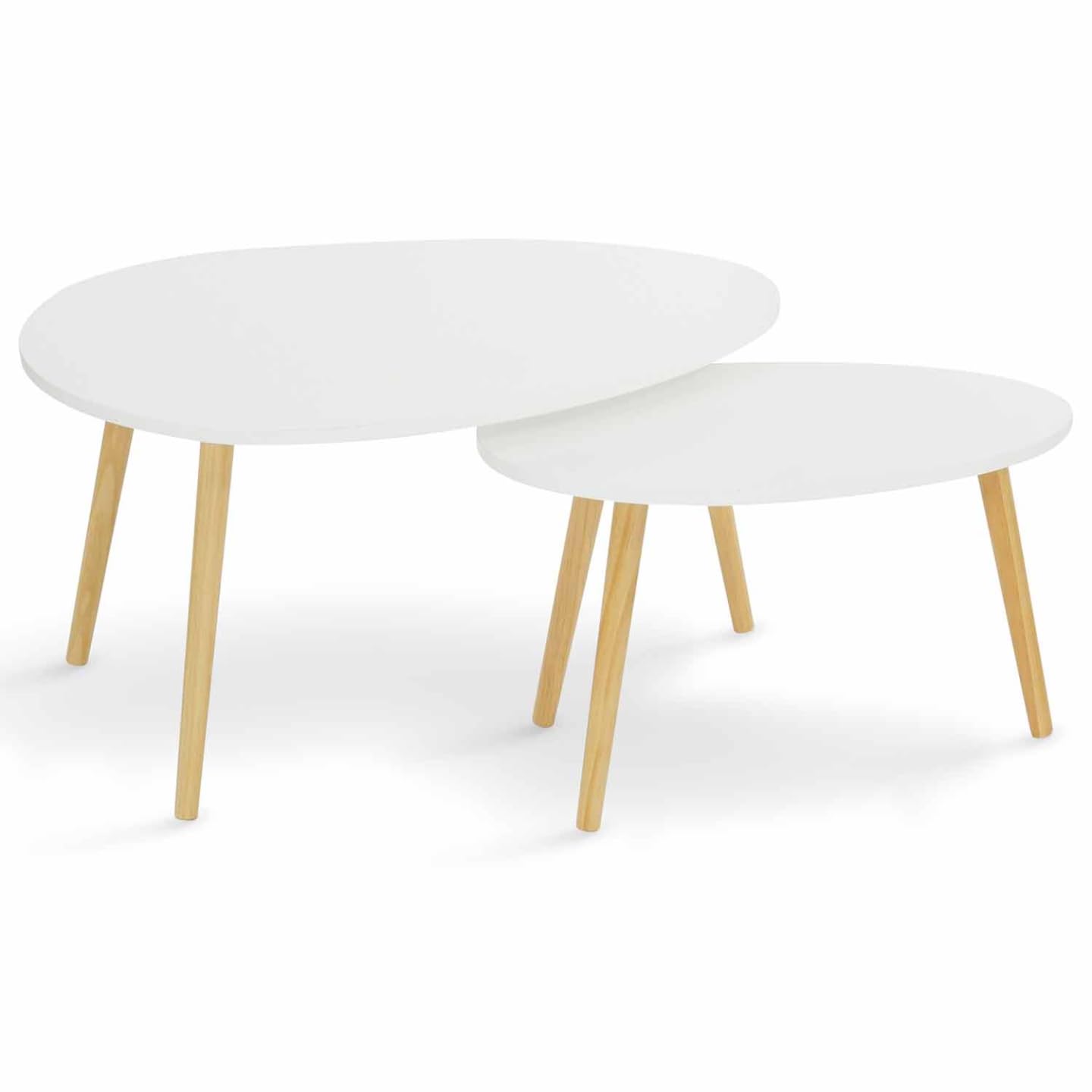 IDMarket - Lot de 2 Tables Basses gigognes Gaia laquées Blanc scandinave