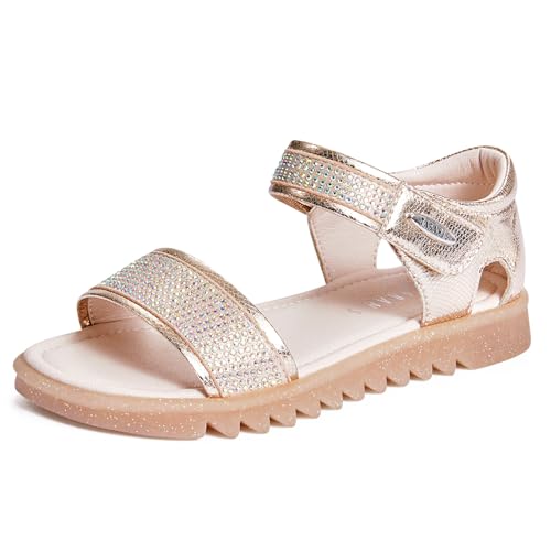 Girls Sandals Cute Glittery Open Toe Flats Dress Sandals