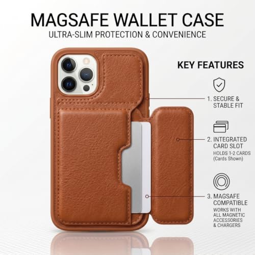 Image of amazon basics Luxury Vegan Leather Back Cover for iPhone 11 Pro Max | Built-in Card Holder Slot | Integrated Mobile Stand | Slim Shockproof Protective Case with Stitched Finish - Tan