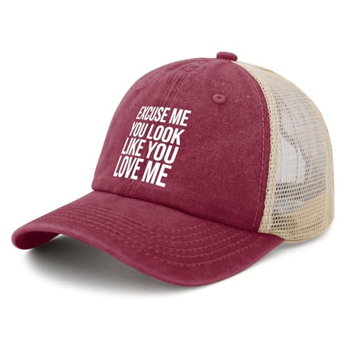 Kritett You Love Me Hats Funny Golf Hat Deep Rose Trucker Hat Men Gifts for Mom Sun Hat