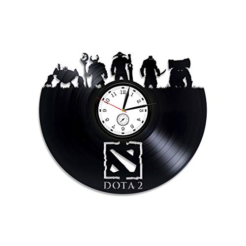 Kovides Dota 2 Wall Clock Modern Dota 2 Vinyl Wall Clock Dota 2 Clock Dota Steam Gift for Gamer Dota Plus Vinyl Clock Dota 2 Gift Online Game Dota 2 Events Vinyl Record Wall Clock