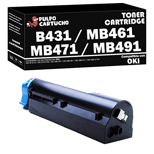 Pulpo Cartucho   Toner B431 / MB461 / MB471 / MB491 Compatible con Oki 44917602/44574902   Valido para Impresoras Oki Oki B 431D / Oki B 431DN / Oki MB 491 / Oki MB 461 / Oki MB 471 / Oki MB 471W