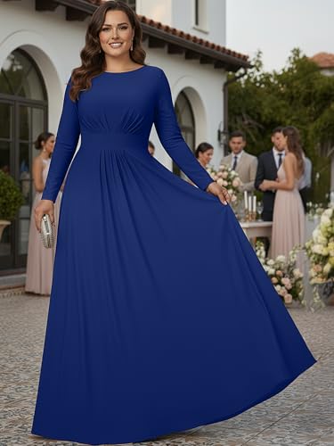 Image of KOH KOH Womens Long Sleeve Flowy Modest Elegant Evening Maxi Dress Gown