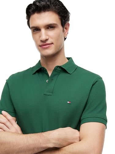 Image of Tommy Hilfiger Men's Short Sleeve Polo Shirts in Regular Fit With Stretch and Organic Pique Cotton
