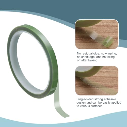 Image of HARFINGTON 2 Rolls High Temperature Masking Tape 1 /4 inch x108ft(6mmx33m) 0.05mm Thick PET Film Silicone Adhesive Heat Resistant Tapes for Heat Press Anodizing Circuit Board, Grass Green