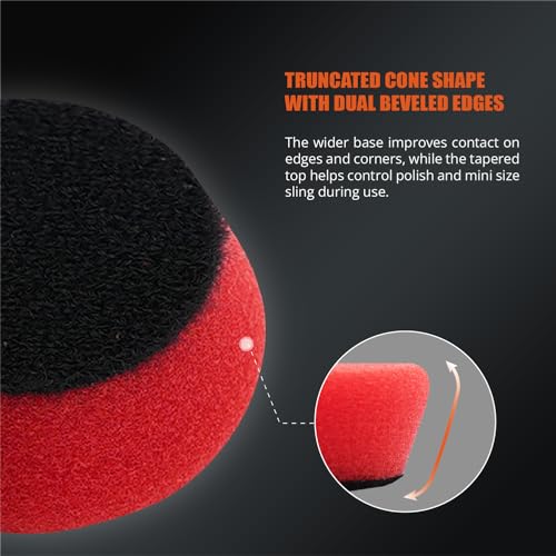 Image of SPTA Red T10 Mini Ultra-Fine Finishing Foam Polishing Pads, 5Pcs 1.3inch /32mm Sponge Polishing Buffing Pads, Car Foam Detail Polishing Pad Kit for Car Detail Polishing, Small Area Polishing -FPTSS1R